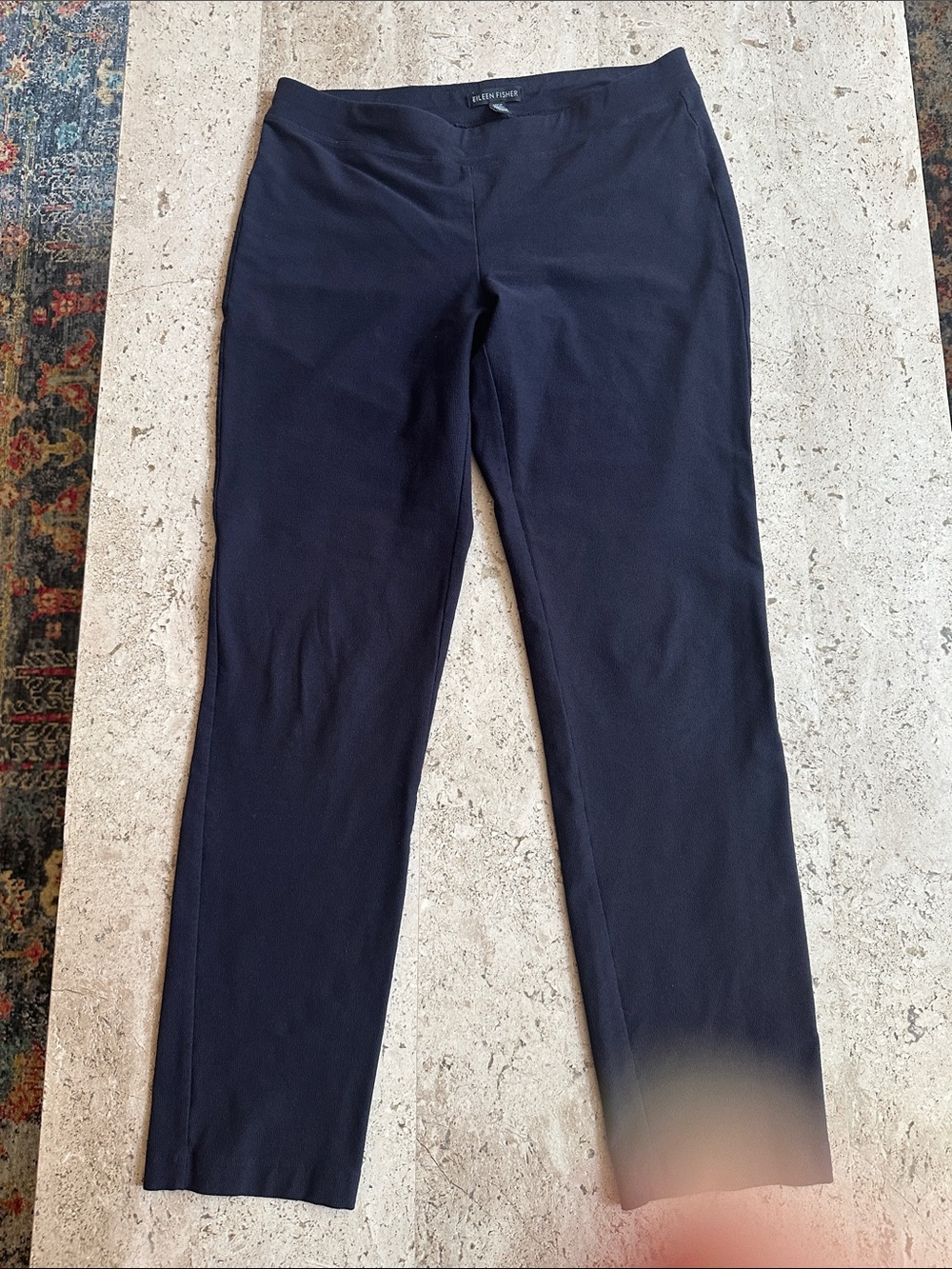 Eileen Fisher Navy Straight-Leg Stretch Slim Leg Pants